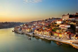 Porto Ribeira district and Dom Luís I Bridge at sunset